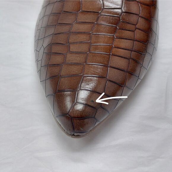 Alicepub Knee High Boots Women’s 9.5 Brown Croc Faux Leather Pointed Toe Zip - Picture 15 of 16